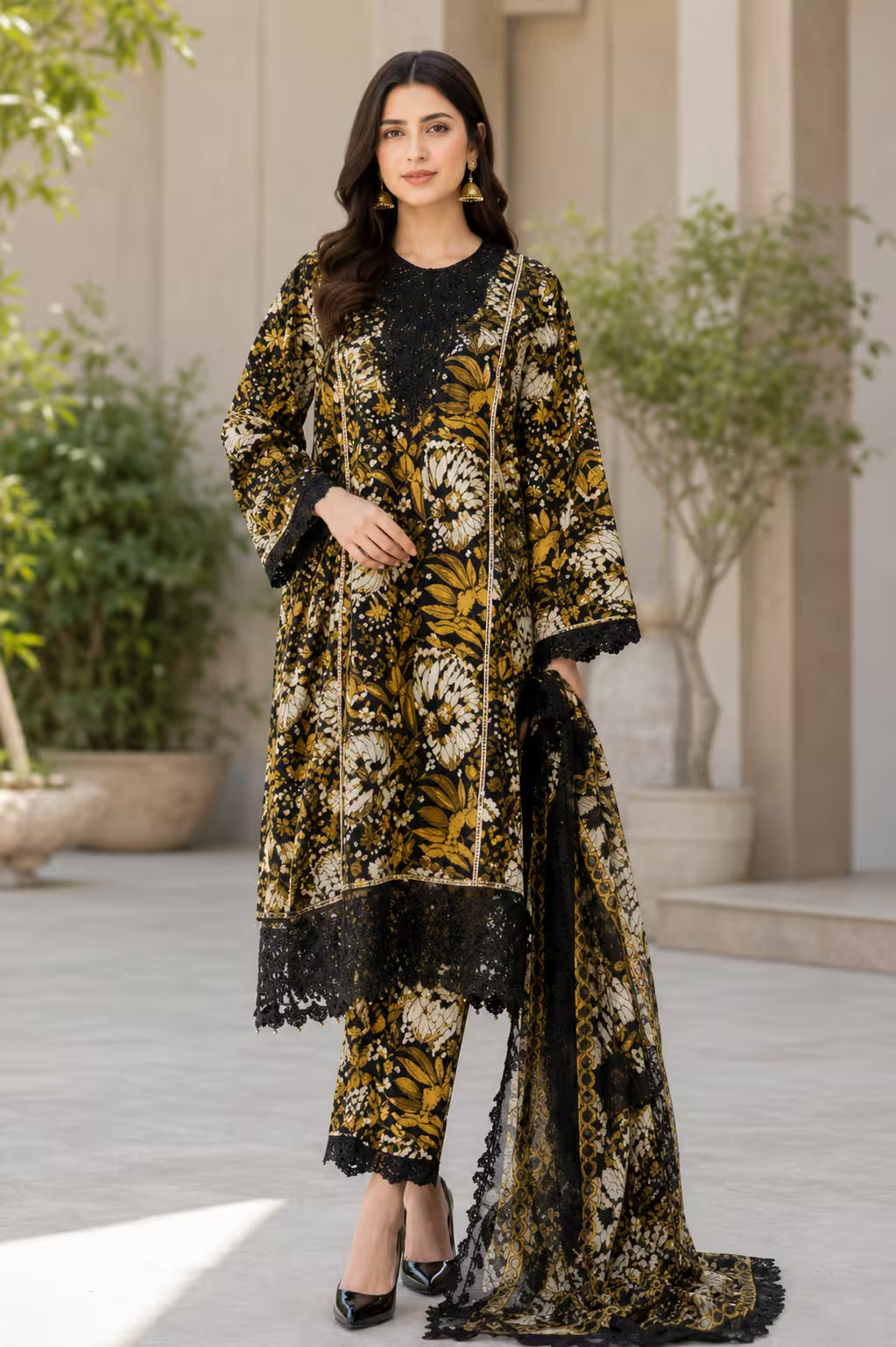 Embrioded luxury lawn