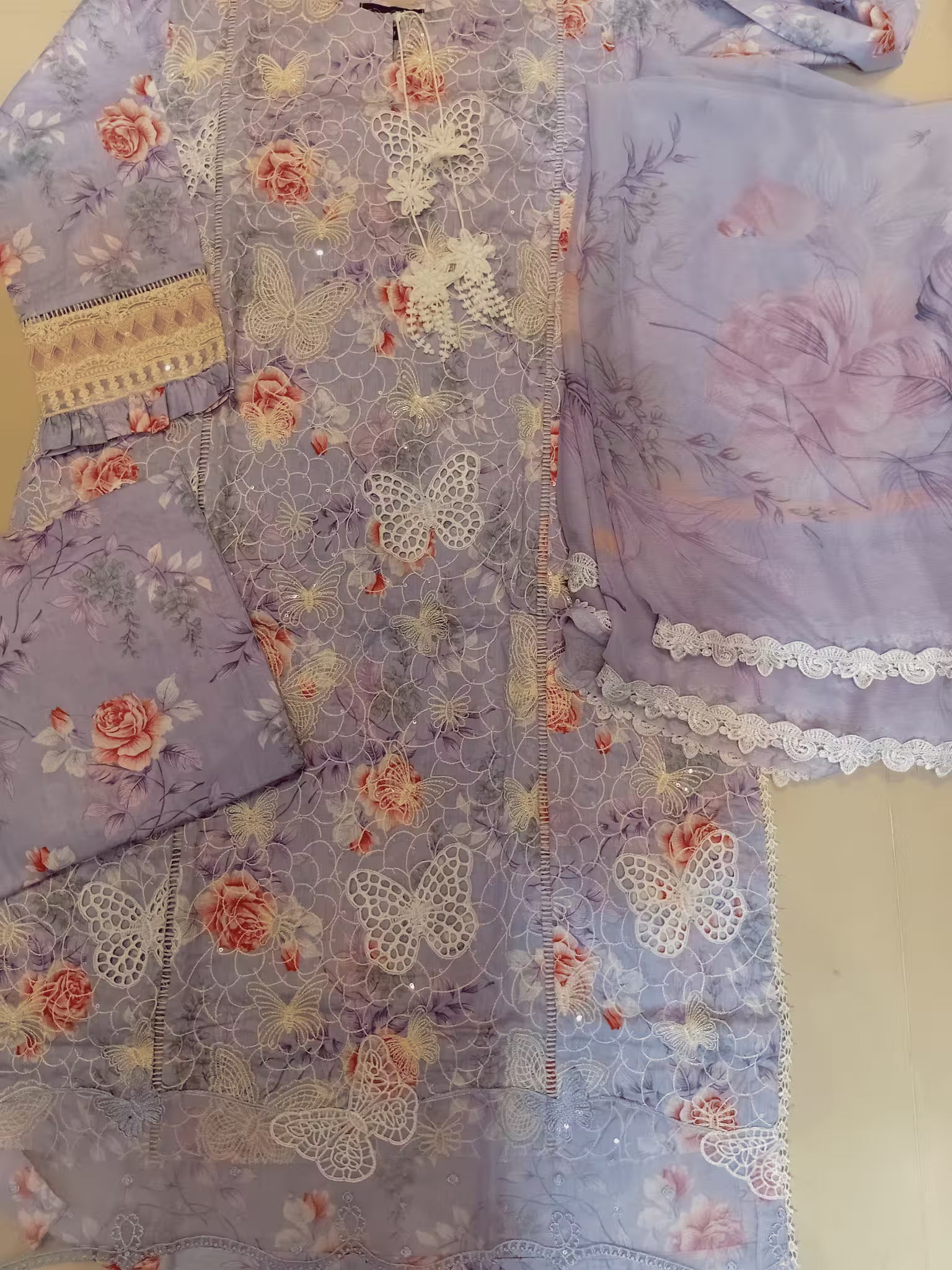 Multi-Shades Embroided Luxury Lawn 3 Piece Stitched Suit - ELL-101